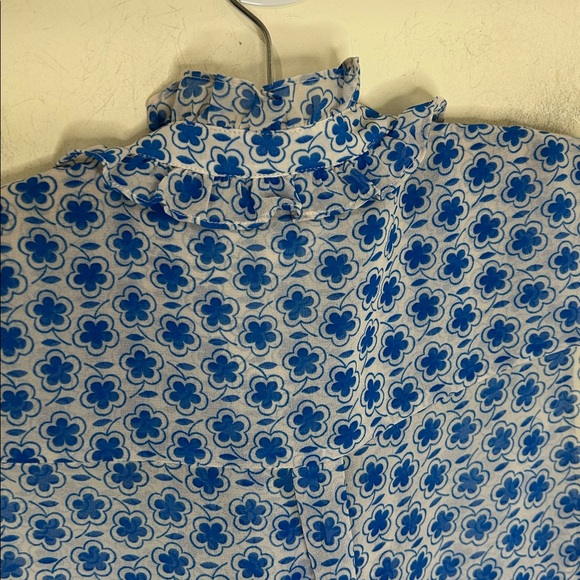BODEN Blue Floral Button Down Sleeveless Blouse Size 6 - Picture 15 of 16